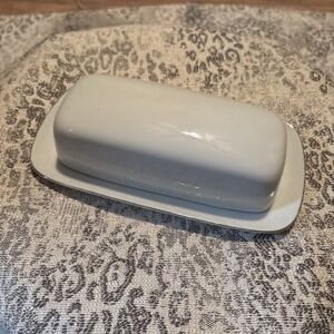 Crown Victoria Covered Butter Dish Lovelace 2 Pieces White/Silver Trim Made...